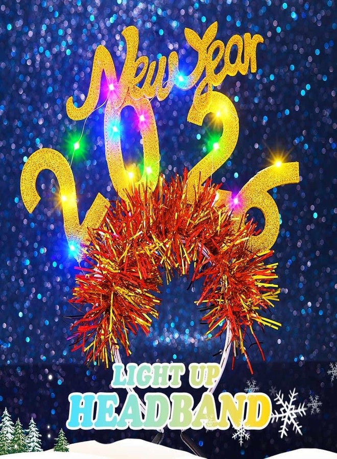 TWINKLEDE Sparkly 2026 New Year Eve Headband Led Happy New Year Party Hair Accessories for Women (Gold, One Size) - Image 2